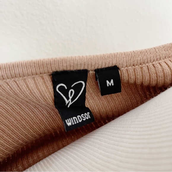 Windsor Taupe Ribbed Bodycone Side Slit Midi Dress Size M - Picture 5 of 5